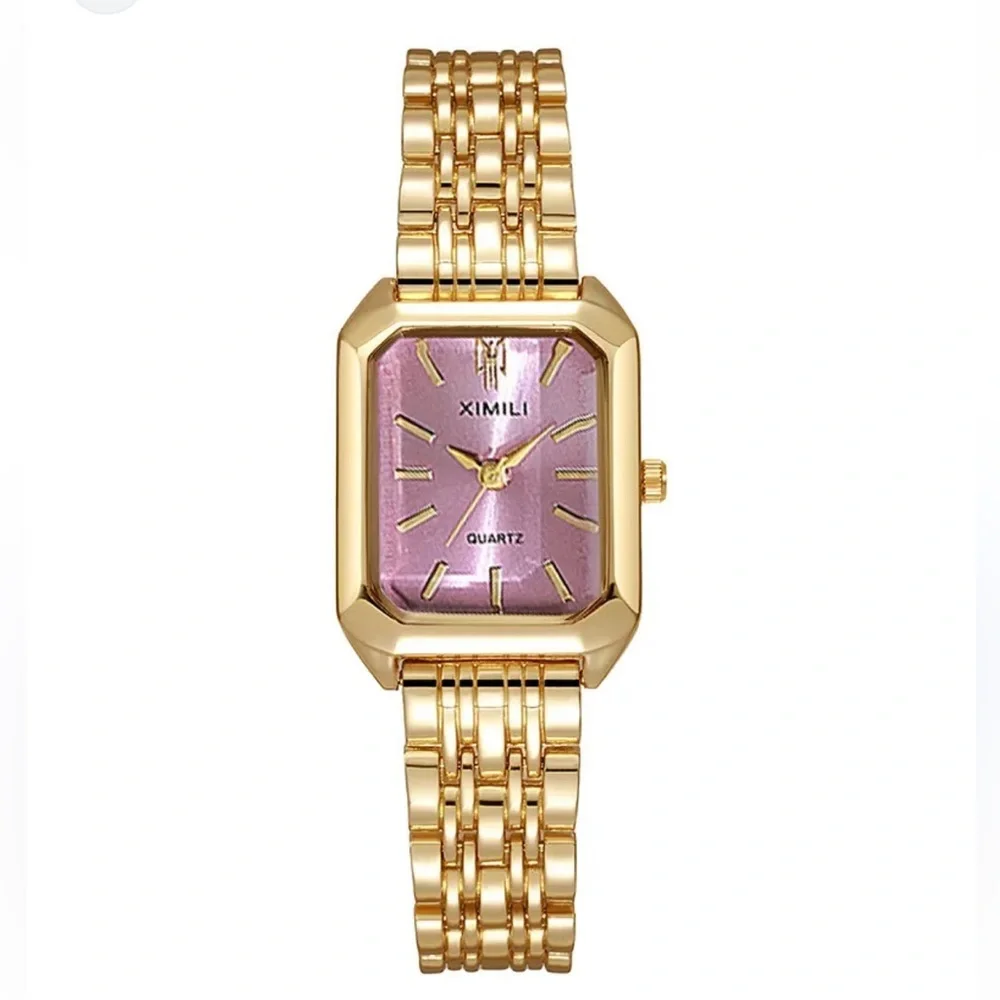 Lady square Gold and Pink Watch - Picture 3 of 9
